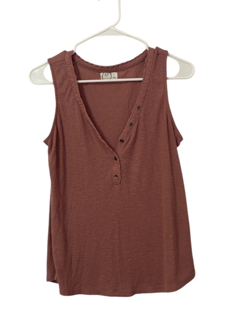 Maurices Dusty Rose Ribbed Henley Tank Top